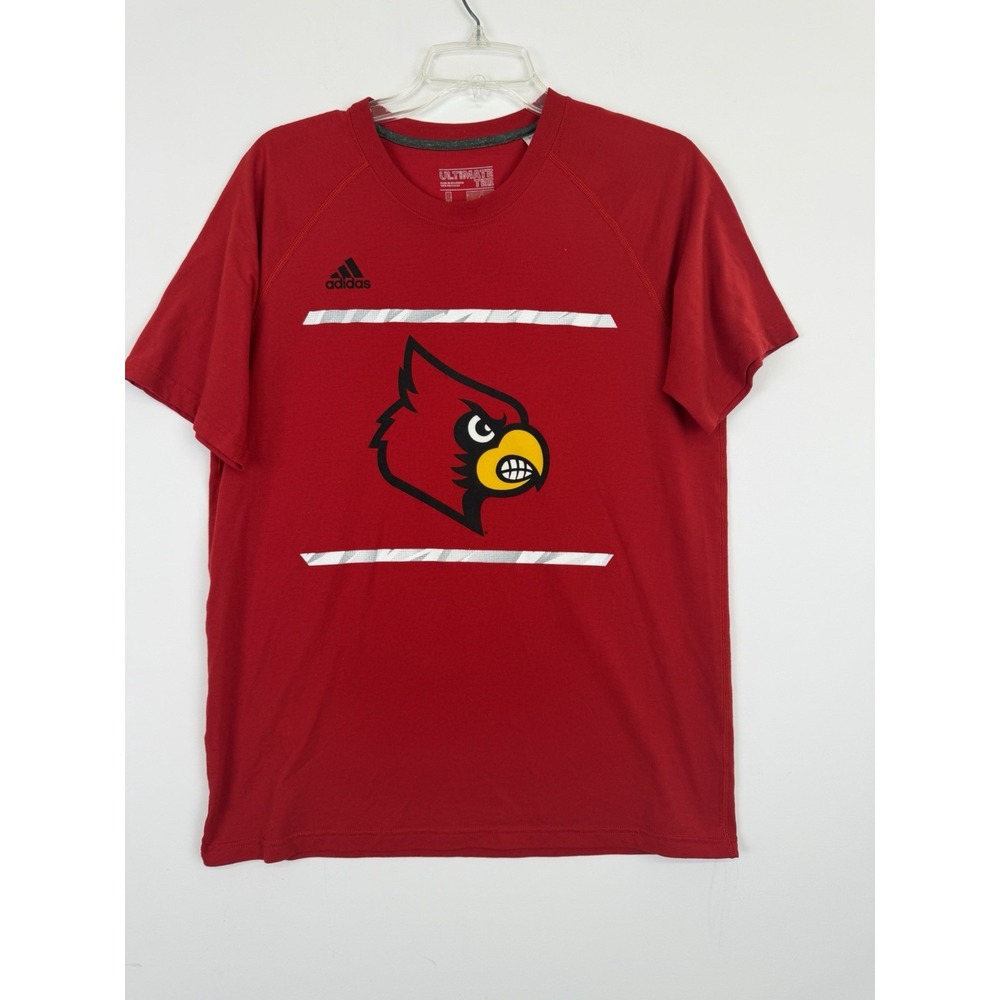 Adidas Louisville Cardinals Ultimate Tee Size L Shot Sleeve‎ Red